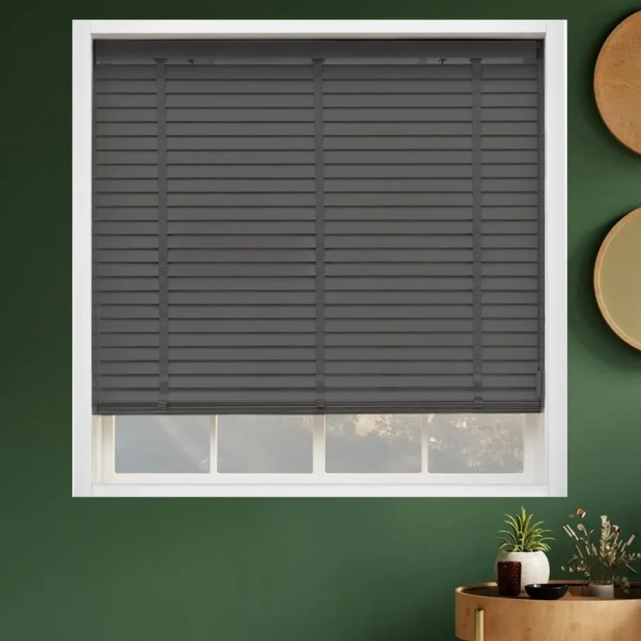 50mm Kurdelalı Ahşap Jaluzi Perde – Antrasit