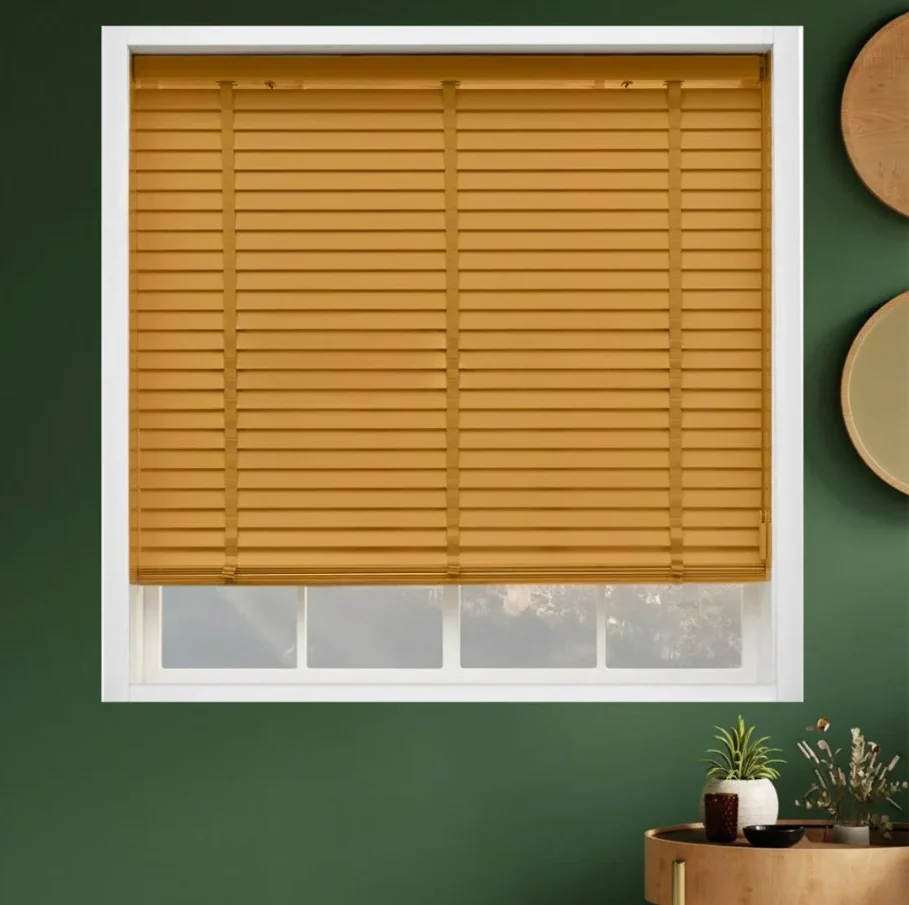 50mm Kurdelalı Ahşap Jaluzi Perde – Açık Kahve